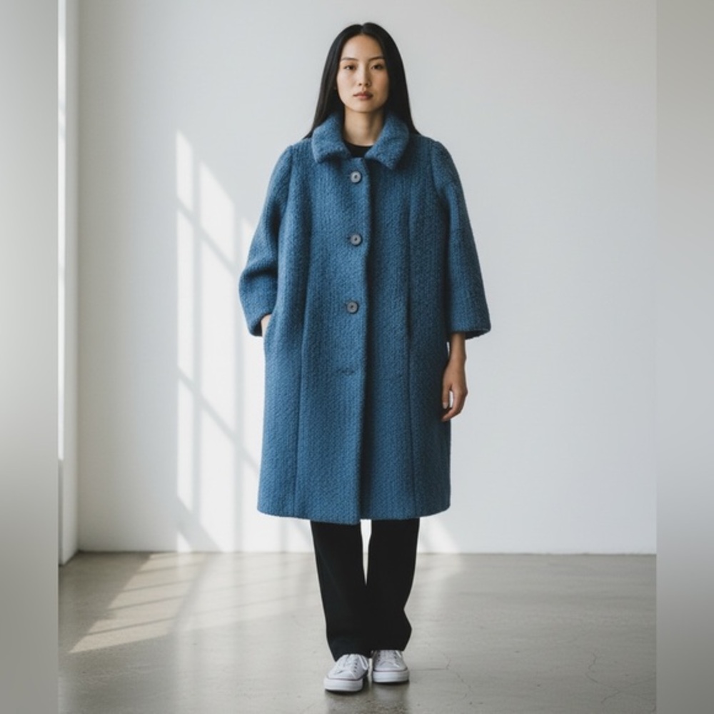 VINTAGE jacket peacoat blue blazer women’s coat, button up, great condition M